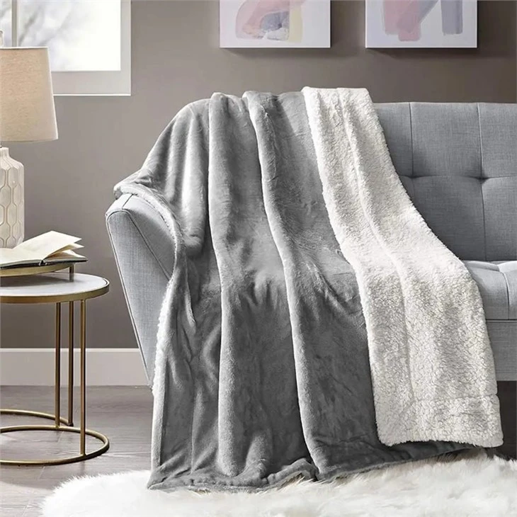 China Two Ply Sherpa Throw Blanket