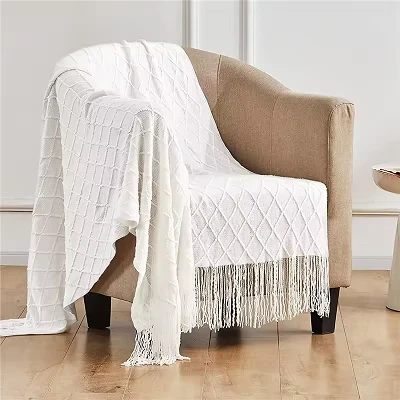Selimut lempar sofa akrilik rajutan