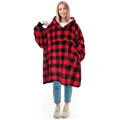 Selimut hoodie plaid